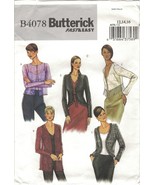 Butterick 4078 Easy Jacket &amp; Dressy Cover Up Pattern Misses&#39; Size 12 14 ... - $9.79