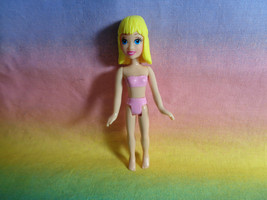 Polly Pocket Mattel Girl Doll Molded Blonde Hair Big Blue Eyes Pink Undies  - $2.37