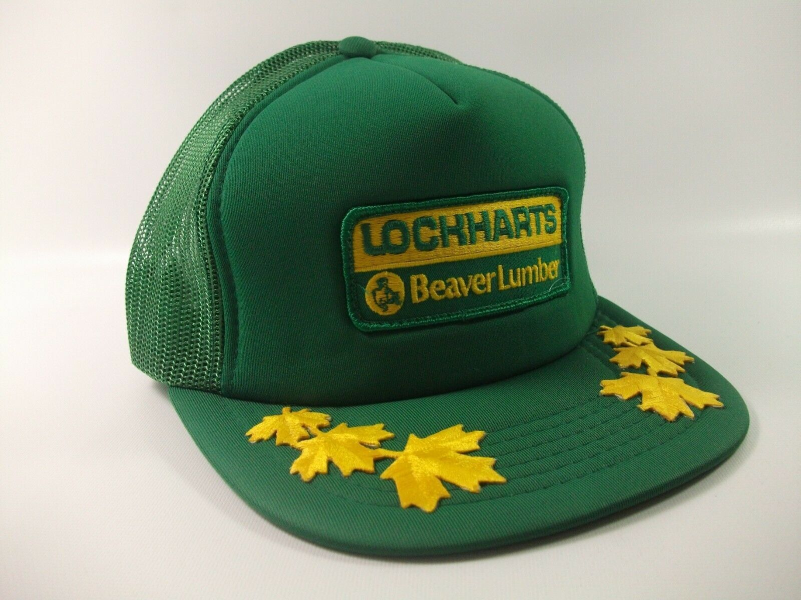 Lockhart's Beaver Lumber Patch Hat Vintage Green Maple Leaf Snapback Trucker Cap Hats