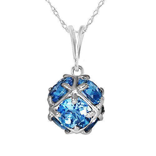 Galaxy Gold GG 3.7 Carat 14k 22 Solid White Gold Necklace with Natural Blue Top