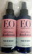 2 Pack EO Essential Oils Natural Deodorant Spray Rose &amp; Lemon 4 oz Each Z1 - $24.70