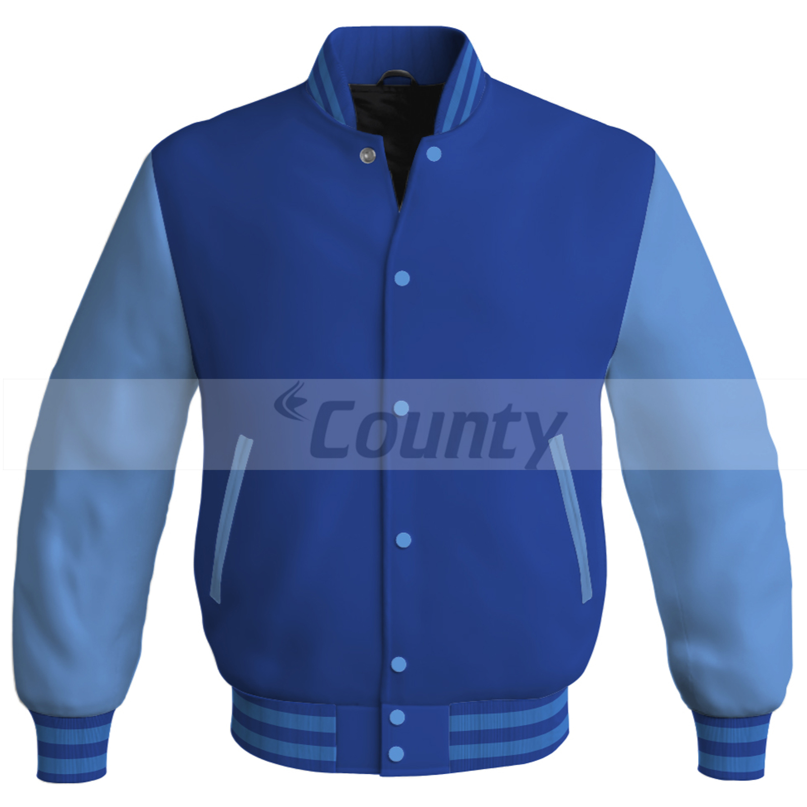 College Baseball Letterman Varsity Bomber Jacket Royal Blue and Sky ...