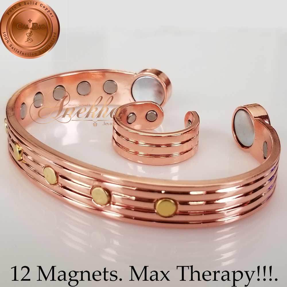 MAX THERAPY 3 TONE MAGNETIC PURE SOLID COPPER MEN WOMEN BANGLE/BRACELET CB43V