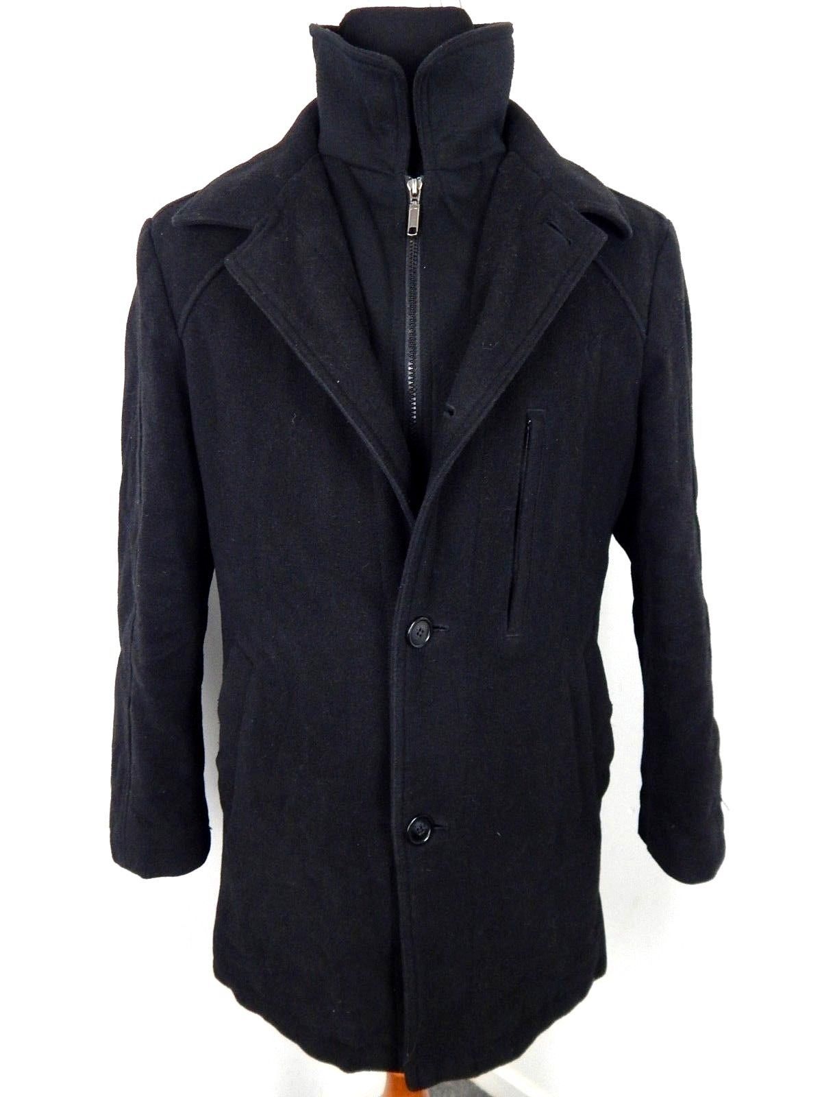 Lauren Ralph Lauren Men's Full zip/Button Wool Coat Jacket Black Size ...