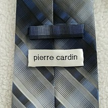 Pierre Cardin Mens Necktie 100% Silk Classic Blue Gray Silver Black Stri... - $9.89