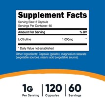 L-Citrulline 1000mg 5X120 Capsules Gluten Free & Non-GMO Nutricost - $68.19