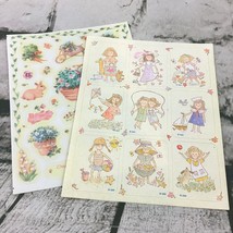 Vintage 90’s Hallmark Spring Garden Little Girl Play Scrapbook Stickers 2 Sheets - $11.88