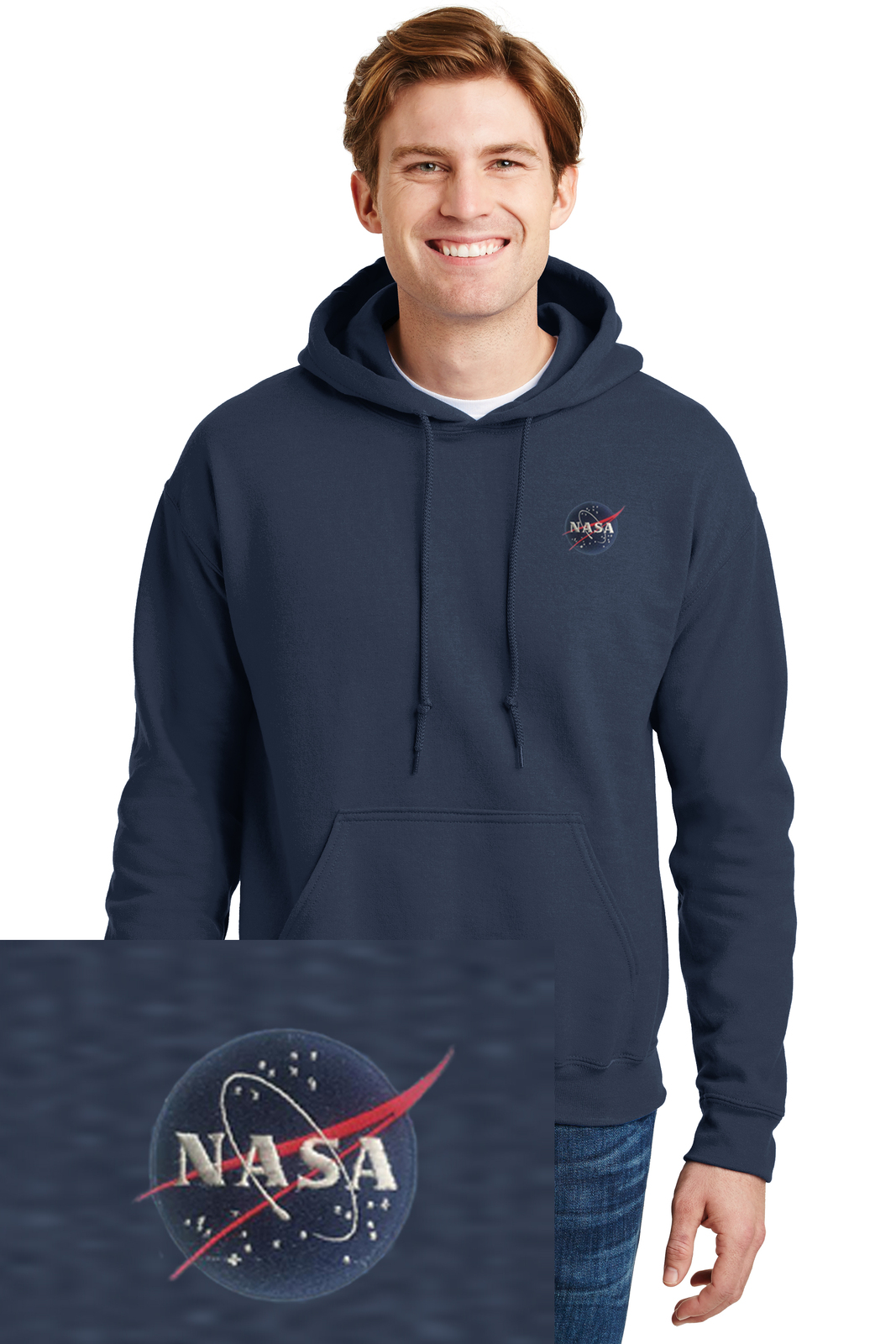 Nasa Planeta Logo EMBROIDERED Navy Blue HOODIE PULLOVER HOODED ...