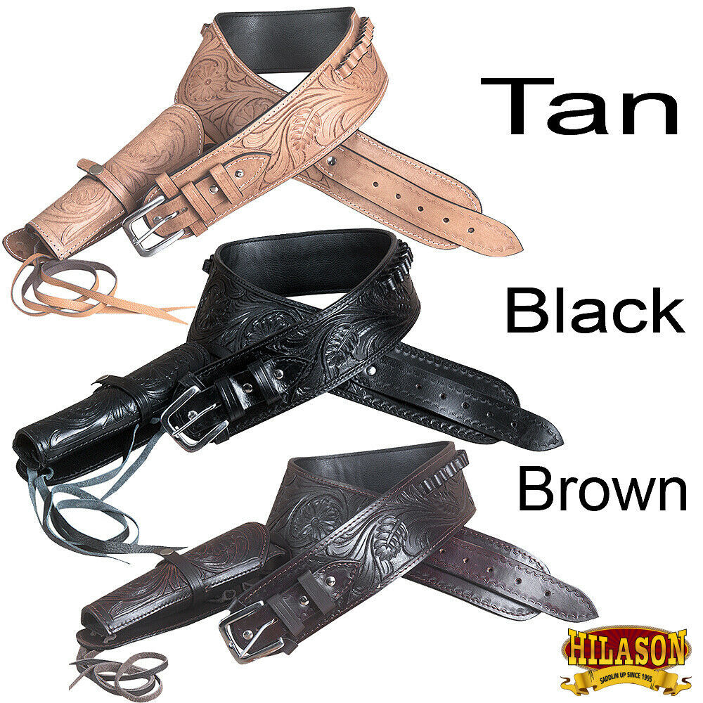 Leather Gun Holster Hilason Western Right Hand Rig 44/45 Cal Tooled U-0-MX