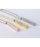 Custom Name Coordinates Vertical Bar Necklace, Personalized Gift Mom Bab... - $26.00