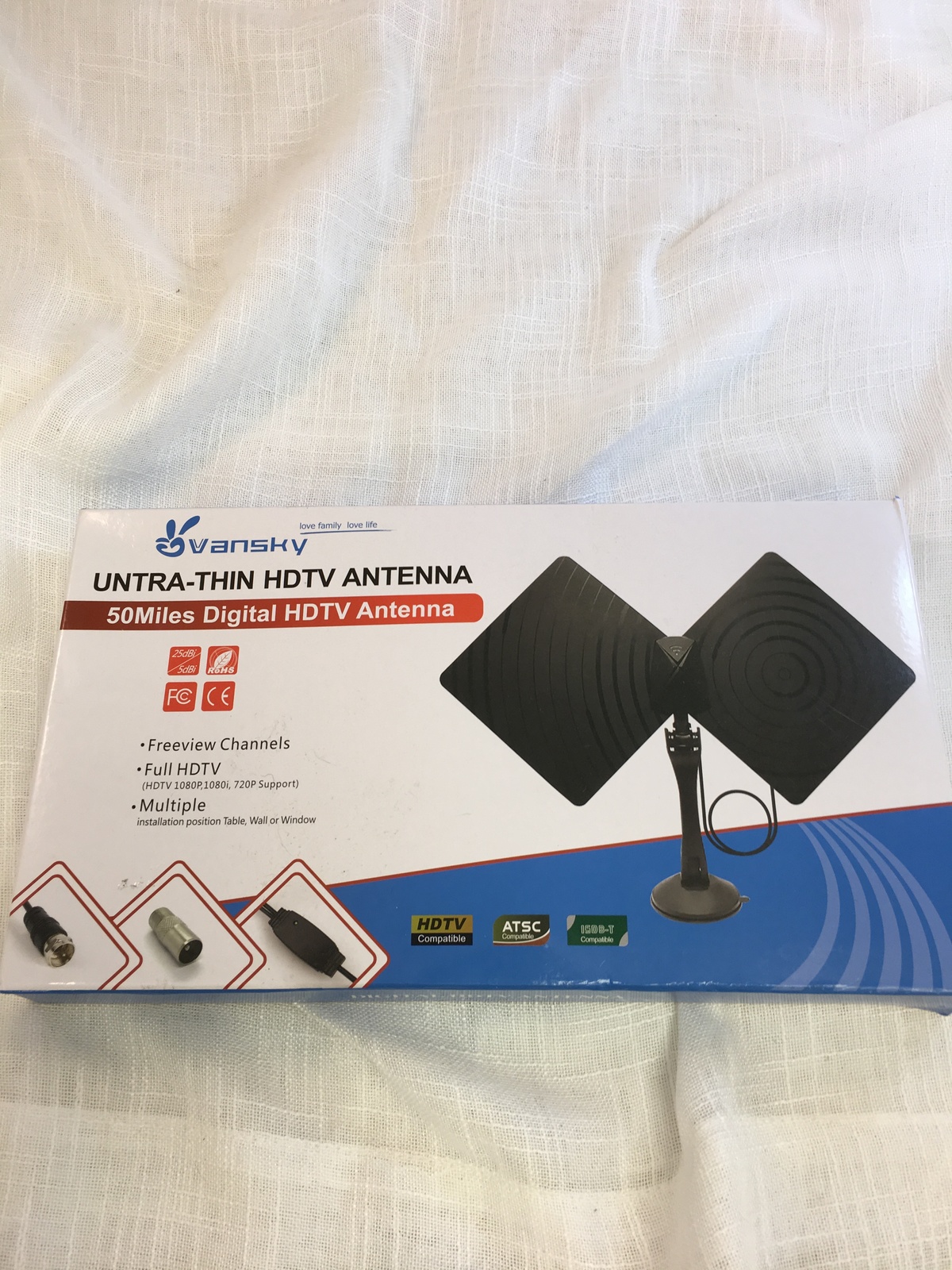 Vansky UltraThin HDTV Antenna, 50 Miles (KM) Antennas & Dishes