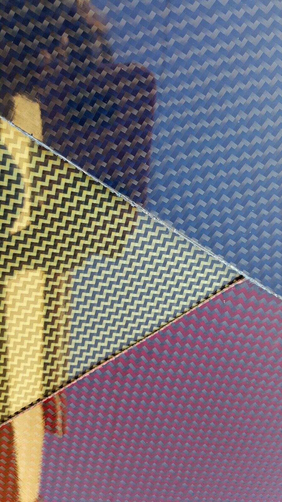Carbon Fiber Kevlar Fiberglass Panel 6"×30"×1/16 Glossy One Side Blue