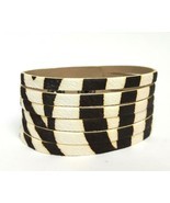 DIY Cuff Snap on Calf Hair Genuine Leather Wristband Cuff Bracelet Zebra M - $9.49
