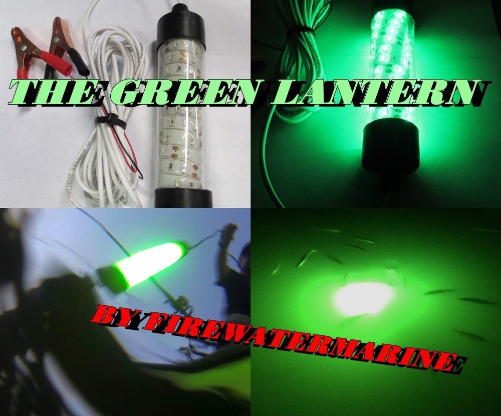 12V LED GREEN UNDERWATER SUBMERSIBLE NIGHT FISHING LIGHT crappie ice