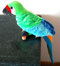 Nanco 2006 Brightly Colored Parrot Plush Stuffed Animal Green Macaw Perch - $29.69