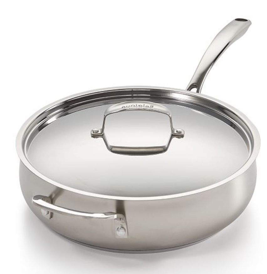 Belgique 5 Qt Stainless Steel Saute Glass Lid Nonstick Double Handle