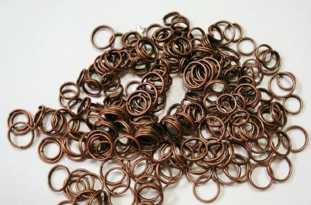 240 Antique copper plated 6 and 8mm split rings, clasps FPC102