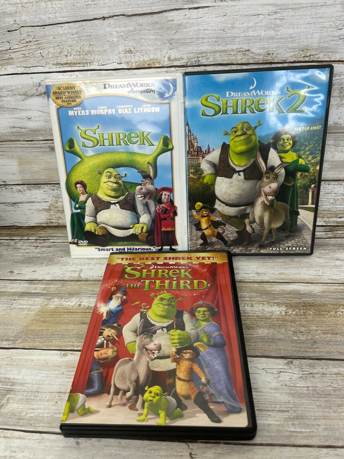 Dreamworks Shrek Children's DVD Lot: Shrek 1, 2, 3 - DVD, HD DVD & Blu-ray