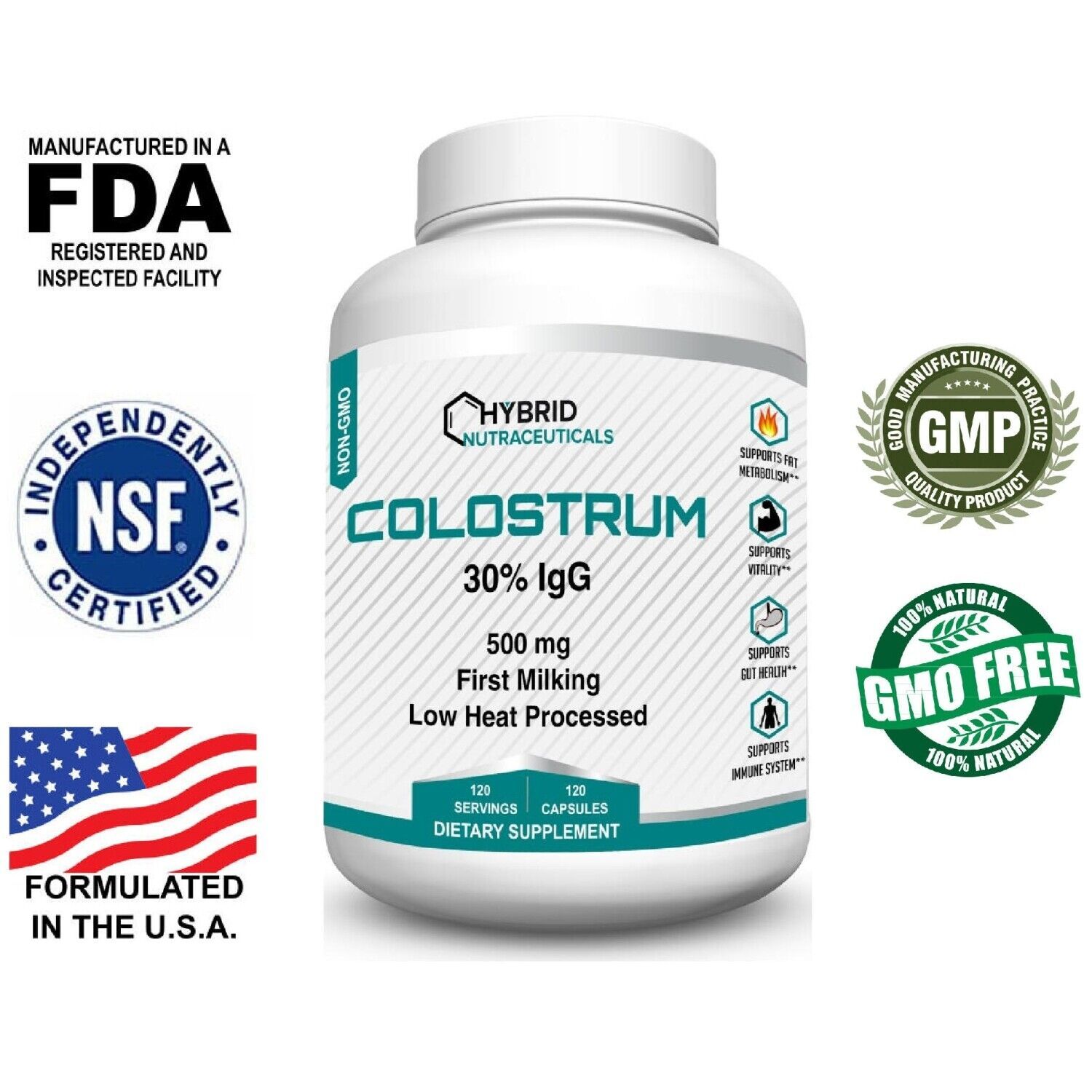 Bovine Colostrum Capsules 30% IgG Lactoferrin, Gut Health, Immune Support✔Non...