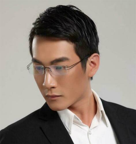 Mens Titanium Eyeglass Frames Rimless Spectacles Hingeless Rx Able 