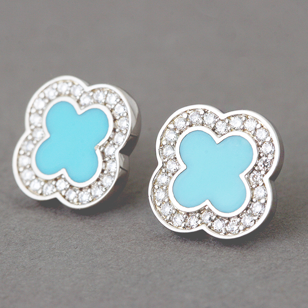 Turquoise clover earrings clearance