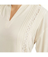 Women's Chaps Papier Cream White Elastic-Cuff Blouse Top XS - $40.00