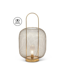 Barrel Style Lantern Lamp LED Wide Mesh Style 20.5" High Metal Gold 