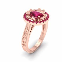 Floral Art Nouveau Engagement Ring For Womens Rose Gold Bridal Wedding Jewelry - $1,069.99