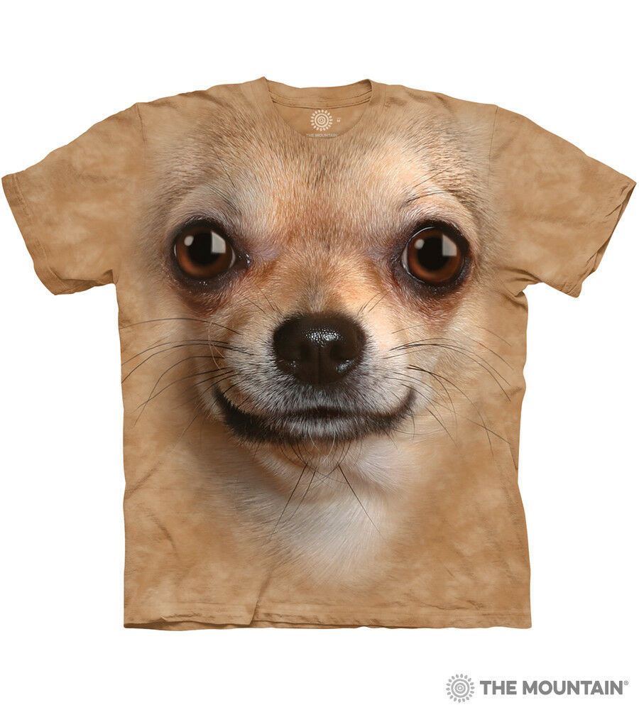 The Mountain Dog Chihuahua Big Face Beige Puppy Dogs Cute Cotton Shirt M-XL