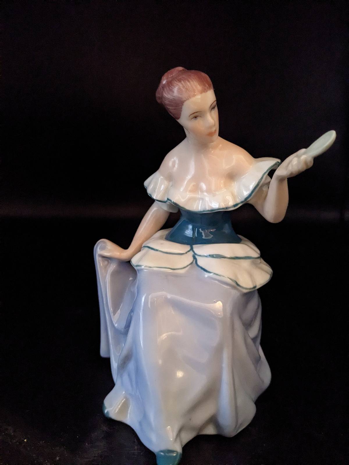 1960s Vintage Royal DUX Bohemia LADY With MIRROR Porcelain Figurine ...