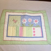 Happy Daisy Standard Pillow Sham Pottery Barn Kid'sQuilted Gingham Stripes - $29.02