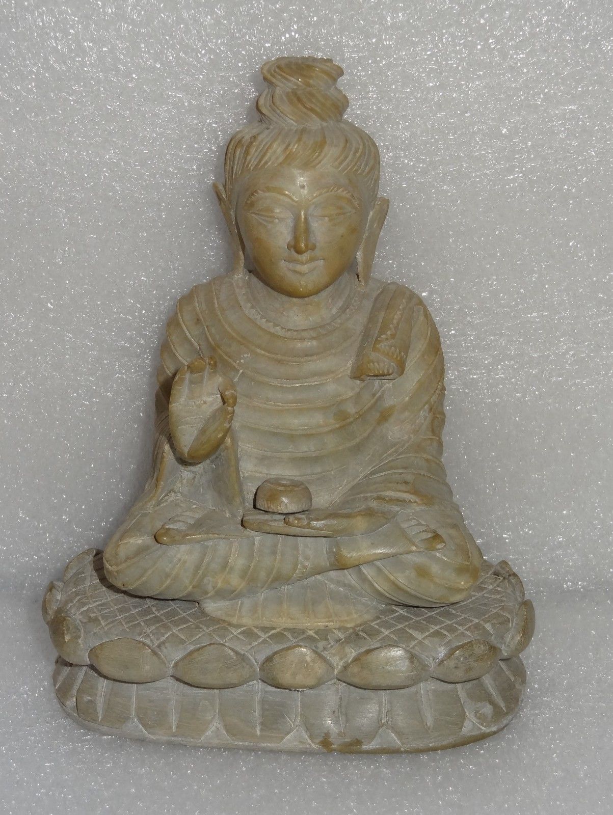 BLACK MARBLE BUDDHA STATUE CALM BLESSING POSTURE HANDMADE ARTS AND CRAFTS
