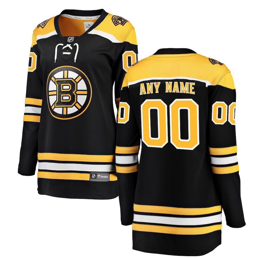 Women's Boston Bruins 2018 Black Sewn on Custom Name Number Jerseys