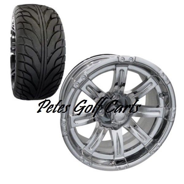 Gem Car 14" Aluminum Wheels and Tires 2153514 DOT Chrome Dipped Other