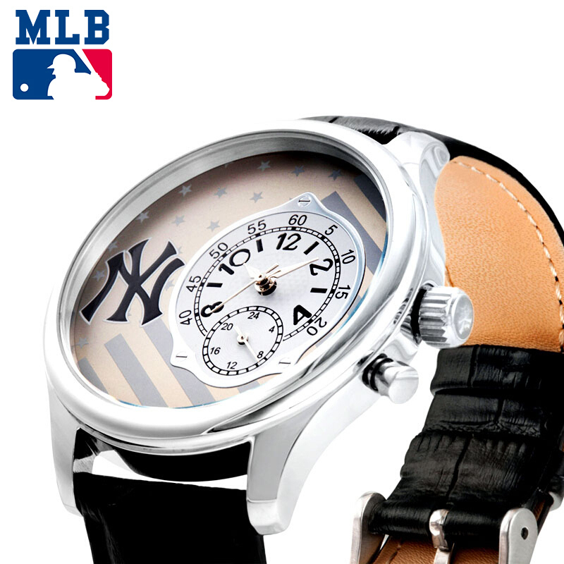 New York Yankees MLB Team Mens Wrist Watch Leather Band Limited