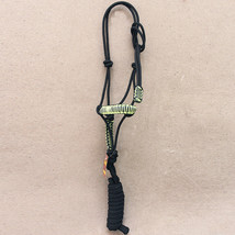 Hilason Horse Poly Rope Tied Adjustable Halter 8 Ft Lead Rope Black Lime - $19.79