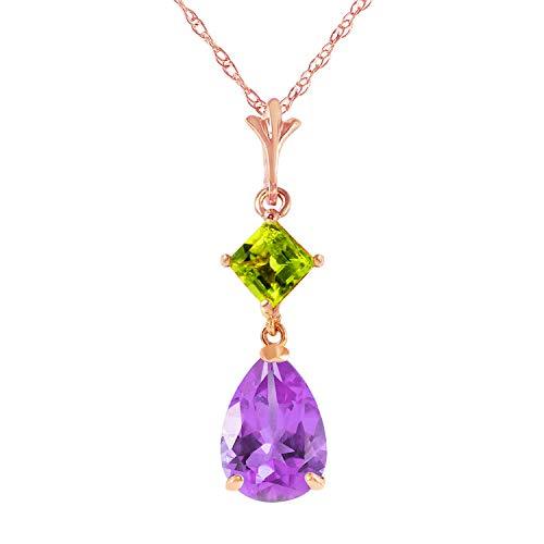 Galaxy Gold GG 2 Carat 14k 18 Solid Rose Gold Necklace with Natural Amethyst an