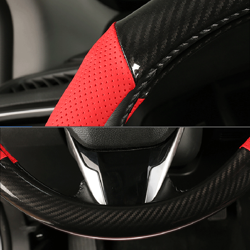 Anti-Slip Carbon Fiber Leather Car Steering Wheel Cover For Toyota ...