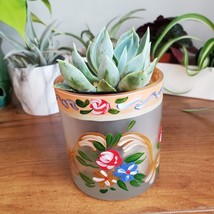 Succulent in Upcycled Candle Holder, Hand Painted Glass Votive Succulent Planter image 1