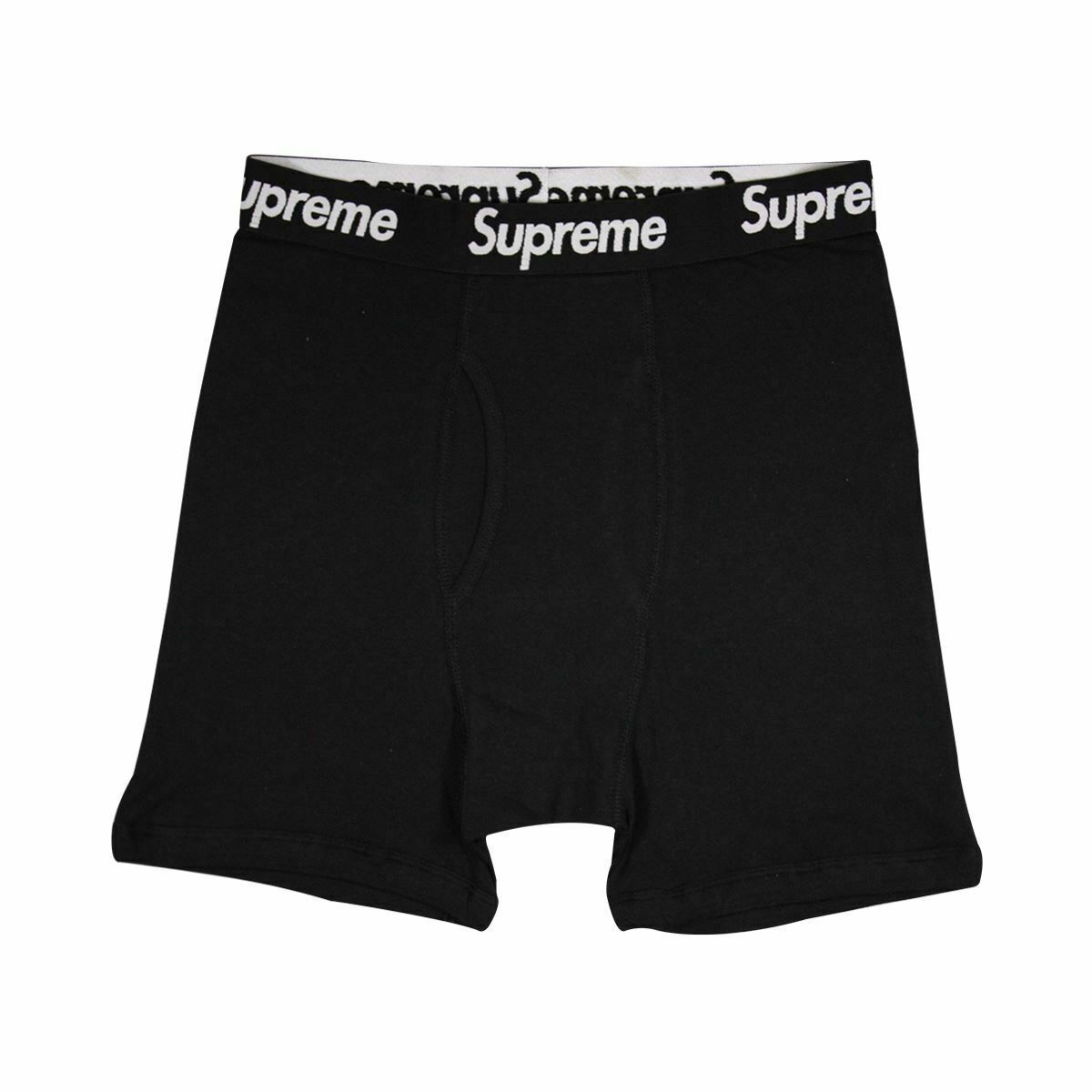 Supreme x Hanes Men's 100% Authentic Single Pack Black Boxer Briefs