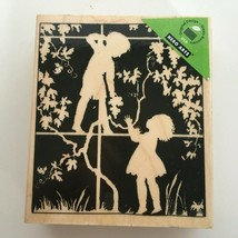 Hero Arts In the Garden Stamp Silhouette Girl Boy Grapes Vine Harvest Sharing - $8.10