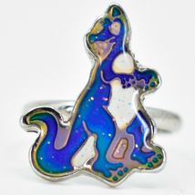 Kid's Fashion Silver Painted T-Rex Dinosaur Color Changing  Adjustable Mood Ring image 4