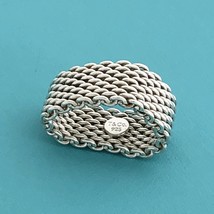 Size 7.5 Tiffany &amp; Co Sterling Silver Somerset Mesh Basket Weave Ring Un... - $274.95