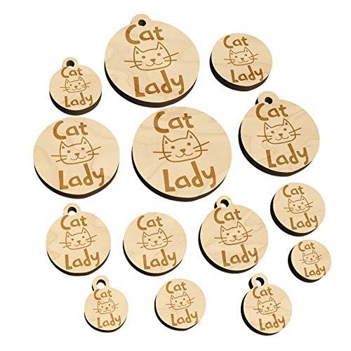 Cat Lady Cuteness Mini Wood Shape Charms Jewelry DIY Craft - 30mm (6pcs) - No Ho
