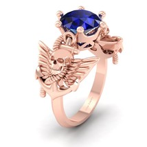 Nautical Anchor Wings and Skull Gothic Engagement Ring Spooky Skull Wedding Ring - $154.99