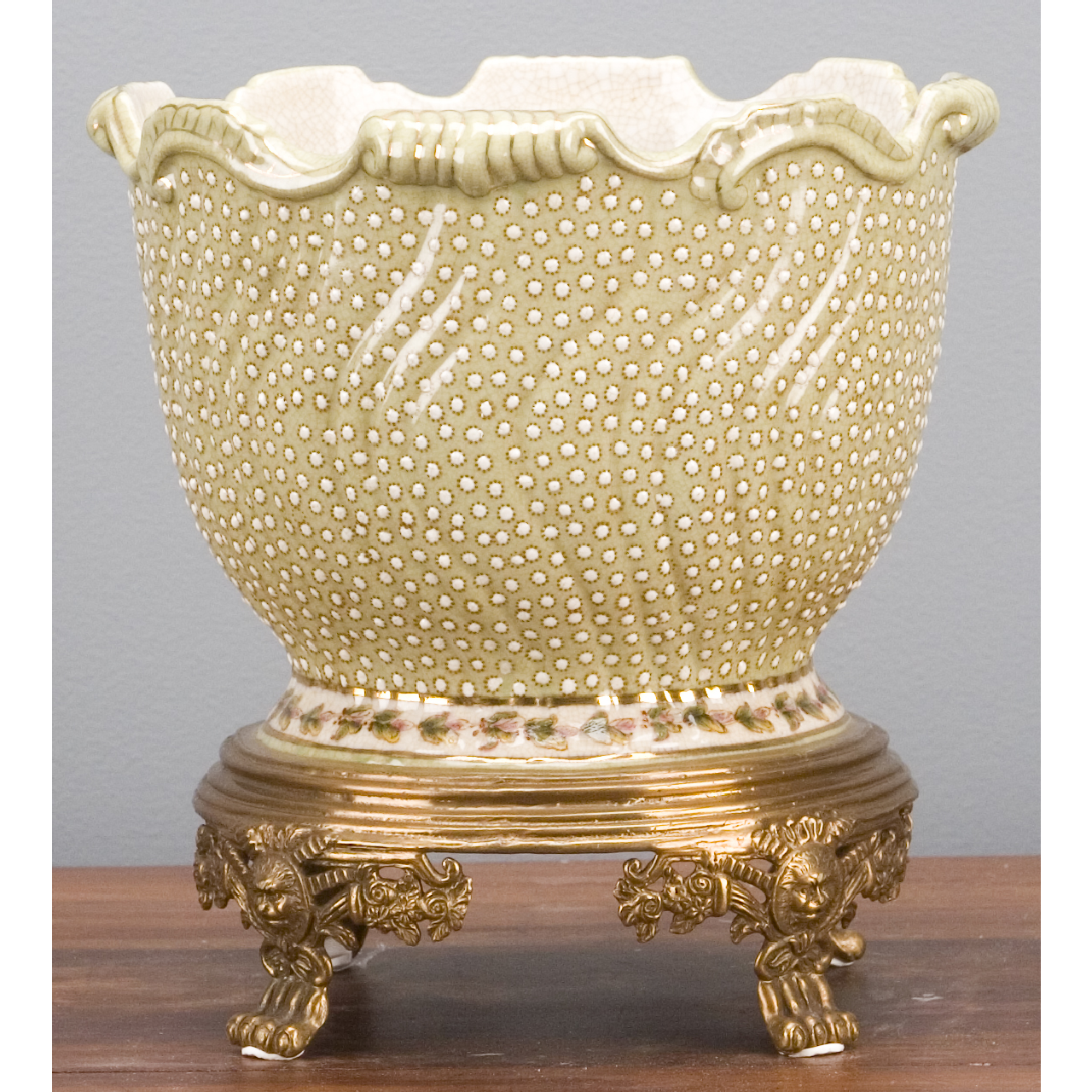 Antique Style Pedestal Bowl Decorative Centerpiece Planter w/Bronze