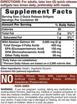 Wild Alaskan Salmon Fish Oil 2000 mg | 180 Softgel Capsules | Gluten Free, Non - $49.00