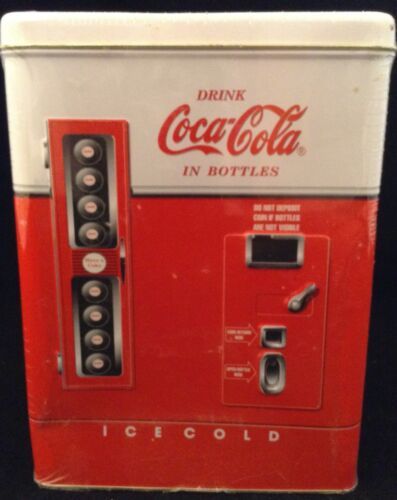 Primary image for Vtg 1997 Sealed Coca Cola Vending Machine Tin Hinged Lid Coke Collectible Box