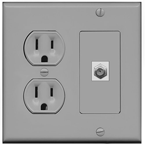 RiteAV (2 Gang Decorative) 15 Amp Round Power Outlet Coax Cable TV Wall Plate - - PDA Accessories