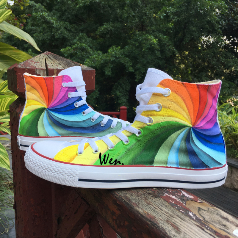 Men Women Hand Painted Shoes Converse Design Colorful Rainbow Vortex ...